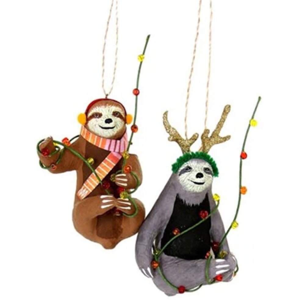 Merry Sloth Ornaments Set of 2